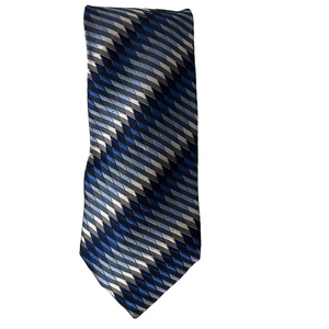 Enrico Carlucci Italian Silk Tie Blue Silver Striped